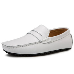 Lässige Sommer-Loafer aus Leder in Weiß