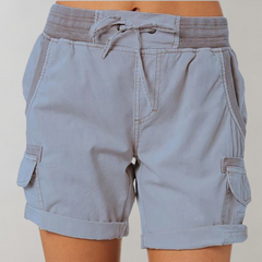 Helene - Elegante hochgezogene Shorts in Grau