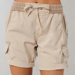 Helene - Elegante hochgezogene Shorts in Khaki