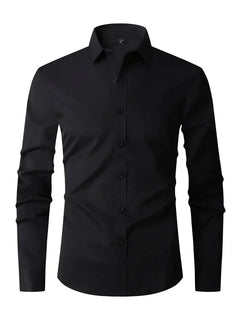 Herren Sommer Slim Fit Knopfleiste Hemd in Schwarz