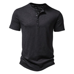 Theo | Herren Kragen-T-Shirt in Schwarz