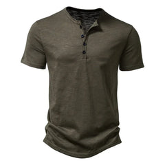 Theo | Herren Kragen-T-Shirt in Armee grün