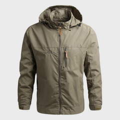 Herren Outdoor-Regenjacke mit Kapuze | Wasserabweisend in Khaki