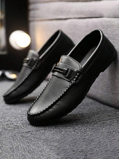 Henrik – Herren Loafer Leder Koreanisch Slip-On Business in Schwarz