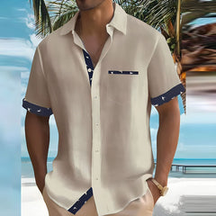 Bastian | Herren Kurzarm Hemd mit Kontrastdetails in Khaki