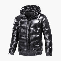 Herren Winterjacke mit Kapuze in Schwarz
