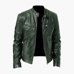 Herren Jacke mit Reißverschluss und Stehkragen in Militärgrün