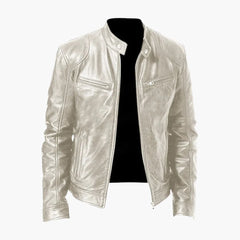 Herren Jacke mit Reißverschluss und Stehkragen in Silber