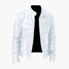 Herren Jacke mit Reißverschluss und Stehkragen in Weiß