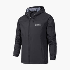 Herren Regenjacke mit Durchgehender Reißverschluss in Schwarz