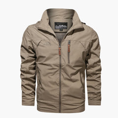Herren Regenjacke mit Kapuze in Dunkles Khaki