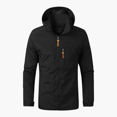 Herren Regenjacke mit Kapuze in Holzkohle