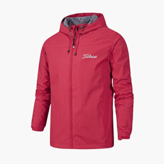 Herren Regenjacke mit Durchgehender Reißverschluss in Rot