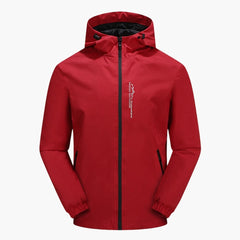 Herren Softshell Jacke mit Kapuze und Reißverschluss in Rot