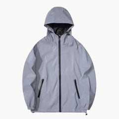 Herren Softshelljacke mit Kapuze und reflektierenden Details in Hellgrau