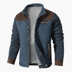 Herren Steppjacke mit Druckknopfverschluss in Kaffee und blau