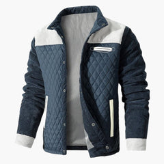 Herren Steppjacke mit Druckknopfverschluss in Grau und Blau