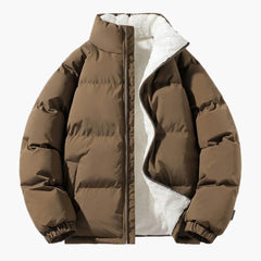 Herren Steppjacke mit Fleecefutter in Braun
