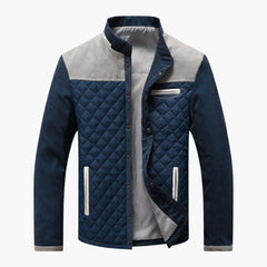 Herren Steppjacke mit Kontrast Einsätzen in Weißblau