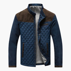 Herren Steppjacke mit Kontrast Einsätzen in Braunblau