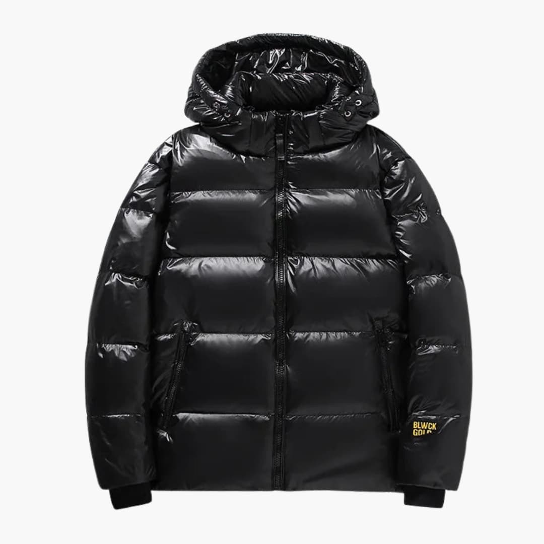 Herren Winter-Daunenjacke mit Kapuze und Reißverschluss