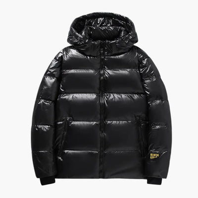 Herren Winter-Daunenjacke mit Kapuze und Reißverschluss