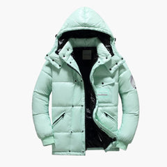 Herren Winter Steppjacke mit Kapuze in Grün