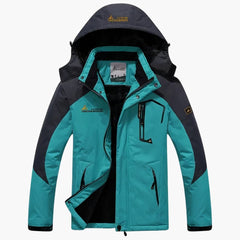 Herren Winterjacke mit Reißverschluss und abnehmbarer Kapuze in Türkisch Blau
