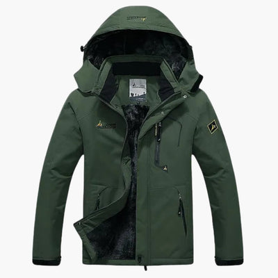 Herren Winterjacke mit Reißverschluss und abnehmbarer Kapuze