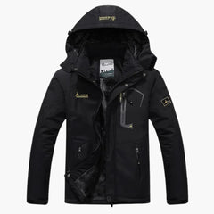Herren Winterjacke mit Reißverschluss und abnehmbarer Kapuze in Schwarz