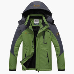 Herren Winterjacke mit Reißverschluss und abnehmbarer Kapuze in Grün
