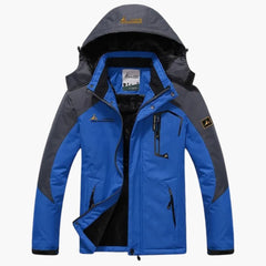 Herren Winterjacke mit Reißverschluss und abnehmbarer Kapuze in Blau