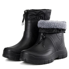 Unisex Gefütterte Gummistiefel mit Rutschfester Sohle und Kordelzug in Schwarz