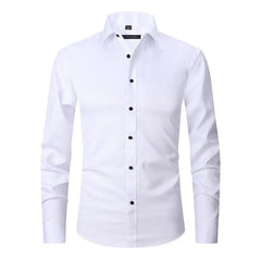 Herren Langarm Button Down Business Hemd mit Knopfverschluss in Weiß