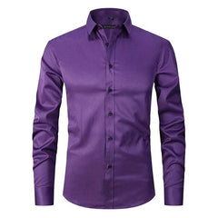 Herren Langarm Button Down Business Hemd mit Knopfverschluss in Lila