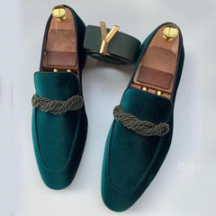 Herren Slip On Loafer Schuhe mit Absatz in Grün