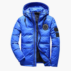 Herrenjacke mit Reißverschluss Kapuze und Taschen in Blau
