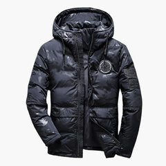 Herrenjacke mit Reißverschluss Kapuze und Taschen in Schwarz