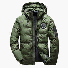 Herrenjacke mit Reißverschluss Kapuze und Taschen in Grün
