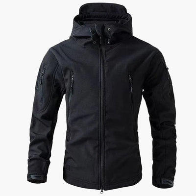 Herrenjacke mit Reißverschlusstaschen und Kapuze
