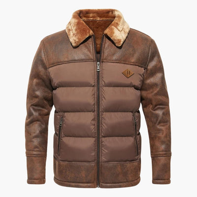 Herrenjacke mit Steppung und Kunstfellkragen