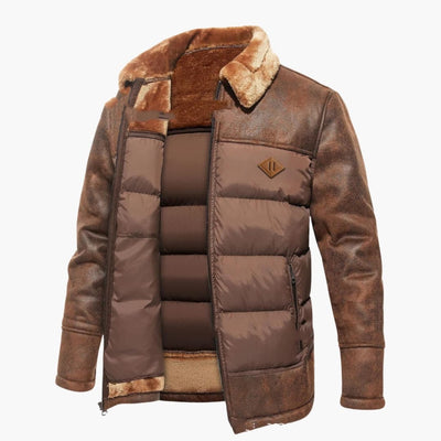 Herrenjacke mit Steppung und Kunstfellkragen