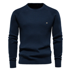 Herrenpullover Strick Rundhals Warm Gemütlich Baumwolle in Marineblau