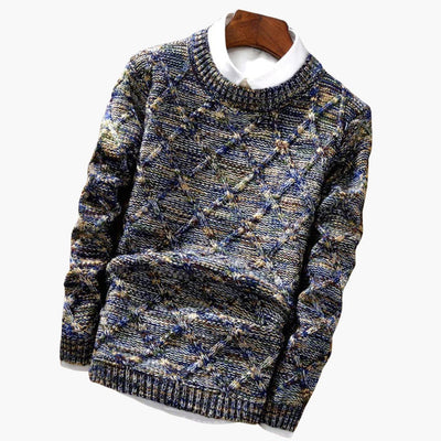 Herren pullover mit Rundhalsausschnitt und strukturierter Oberfläche