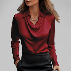 Andrea | Elegante Bluse mit drapiertem Ausschnitt in Rot