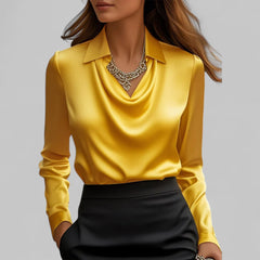Andrea | Elegante Bluse mit drapiertem Ausschnitt in Gelb