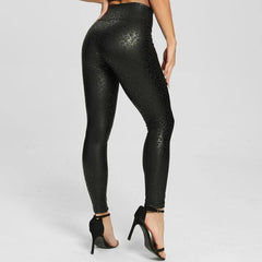 Lederleggings mit hoher Taille für Frauen in Beige