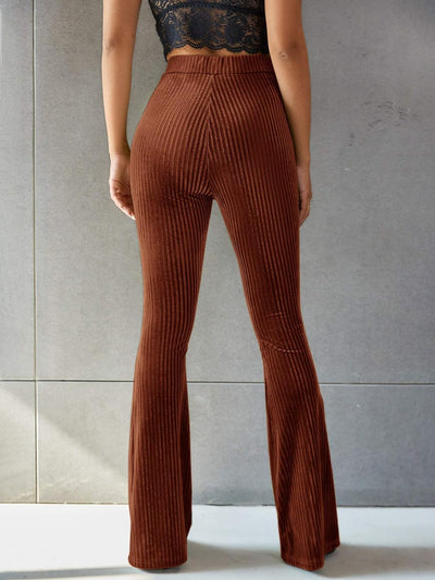 Hoch Taillierte Cord Schlag Hose für Damen