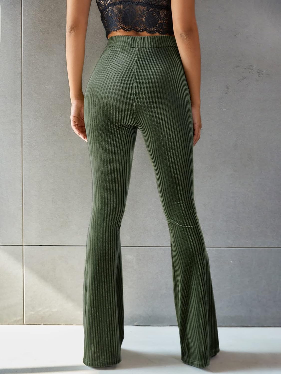 Hoch Taillierte Cord Schlag Hose für Damen