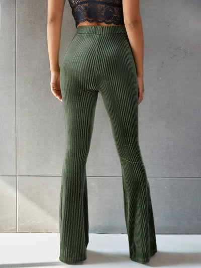 Hoch Taillierte Cord Schlag Hose für Damen